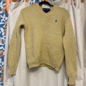 Ralph Lauren Womens Beige V-Neck Sweater